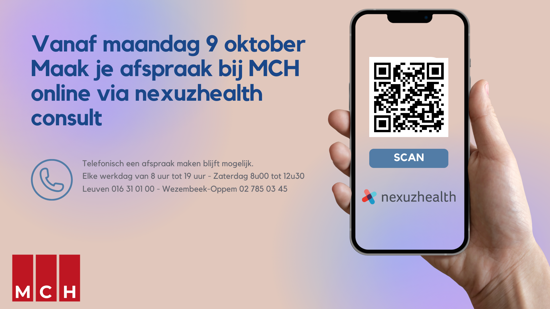 Afspraak maken in poliklinieken MCH wordt eenvoudiger via nexuzhealth consult
