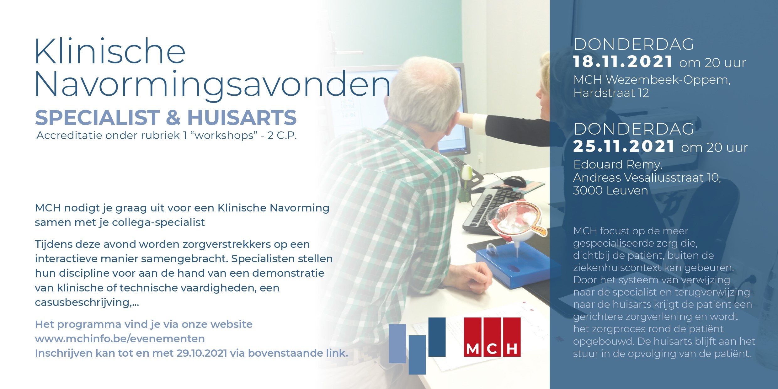 Klinische navormingsavonden geannuleerd